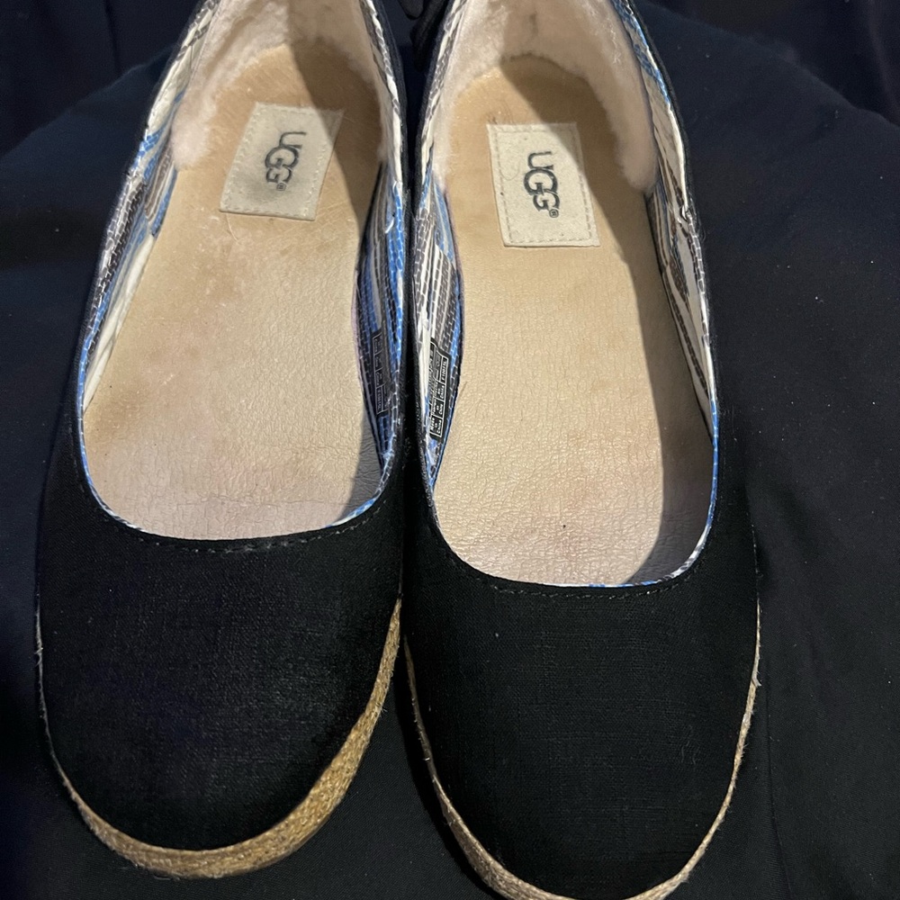 UGG Black Espadrille Shoes with Suede Finish